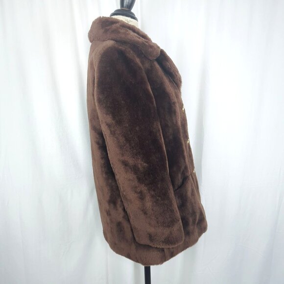 Vintage Sears Faux Fur Coat Small Brown - Picture 6 of 9